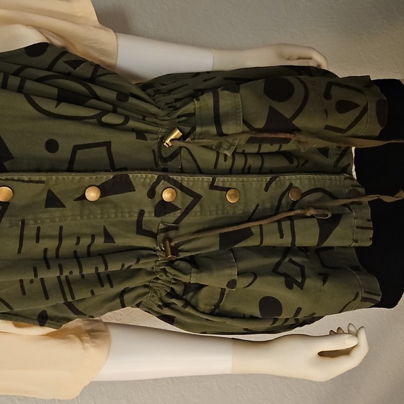 Vtg FOREVER 21 Army Green Abstract   Geometric Military Utility Vest - Picture 5 of 8